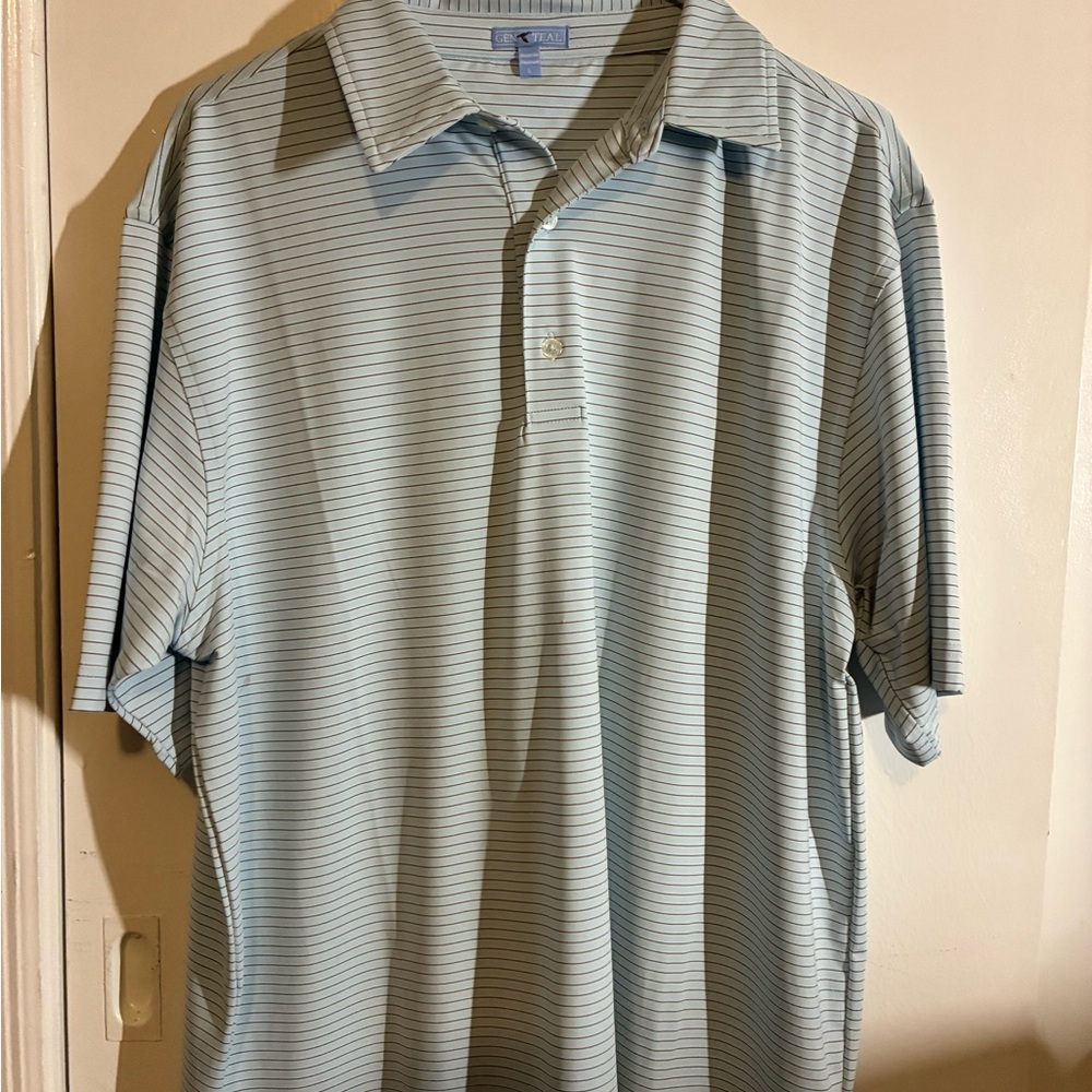 Classic Striped Polo Shirt in Light Blue